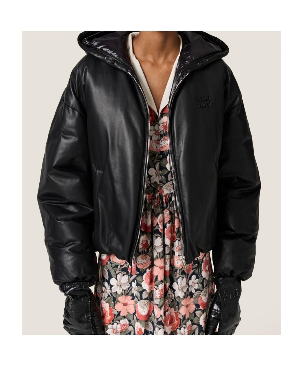 Miu Miu Black Padded Nappa Leather Jacket