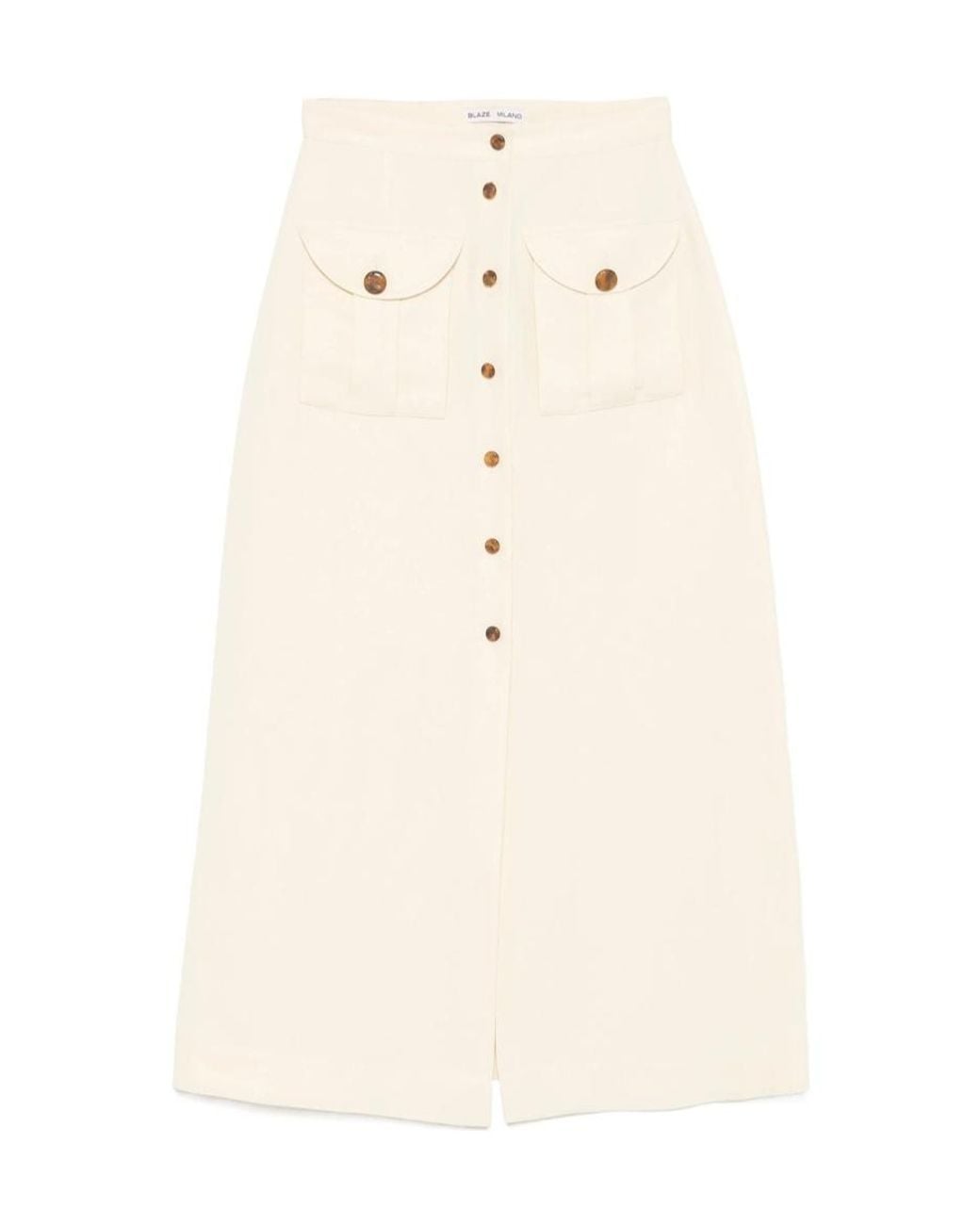 Blazé Milano Natural Blazé Milano Button Detailed Midi Skirt
