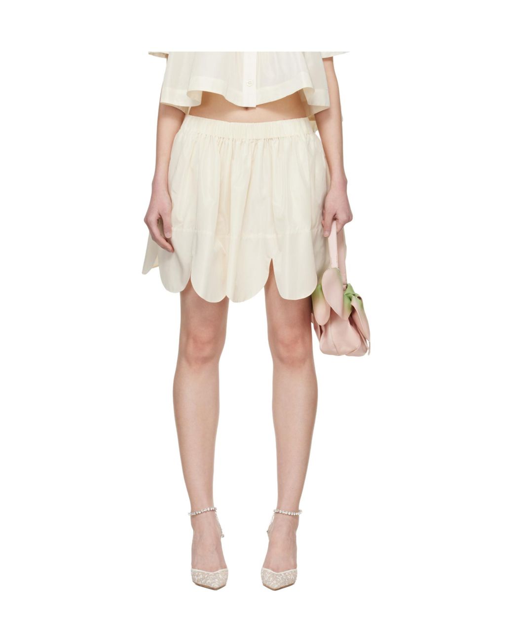 Simone Rocha Natural Petal-Trimmed Mini Skirt