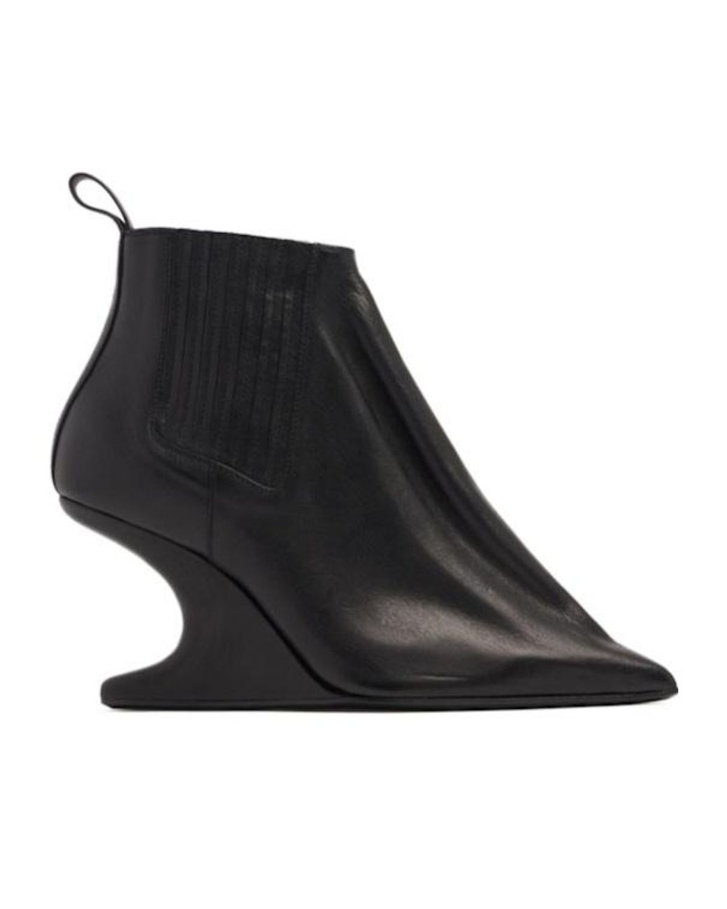 Rick Owens Black 80Mm Ankle Taco Leather Ankle Boots