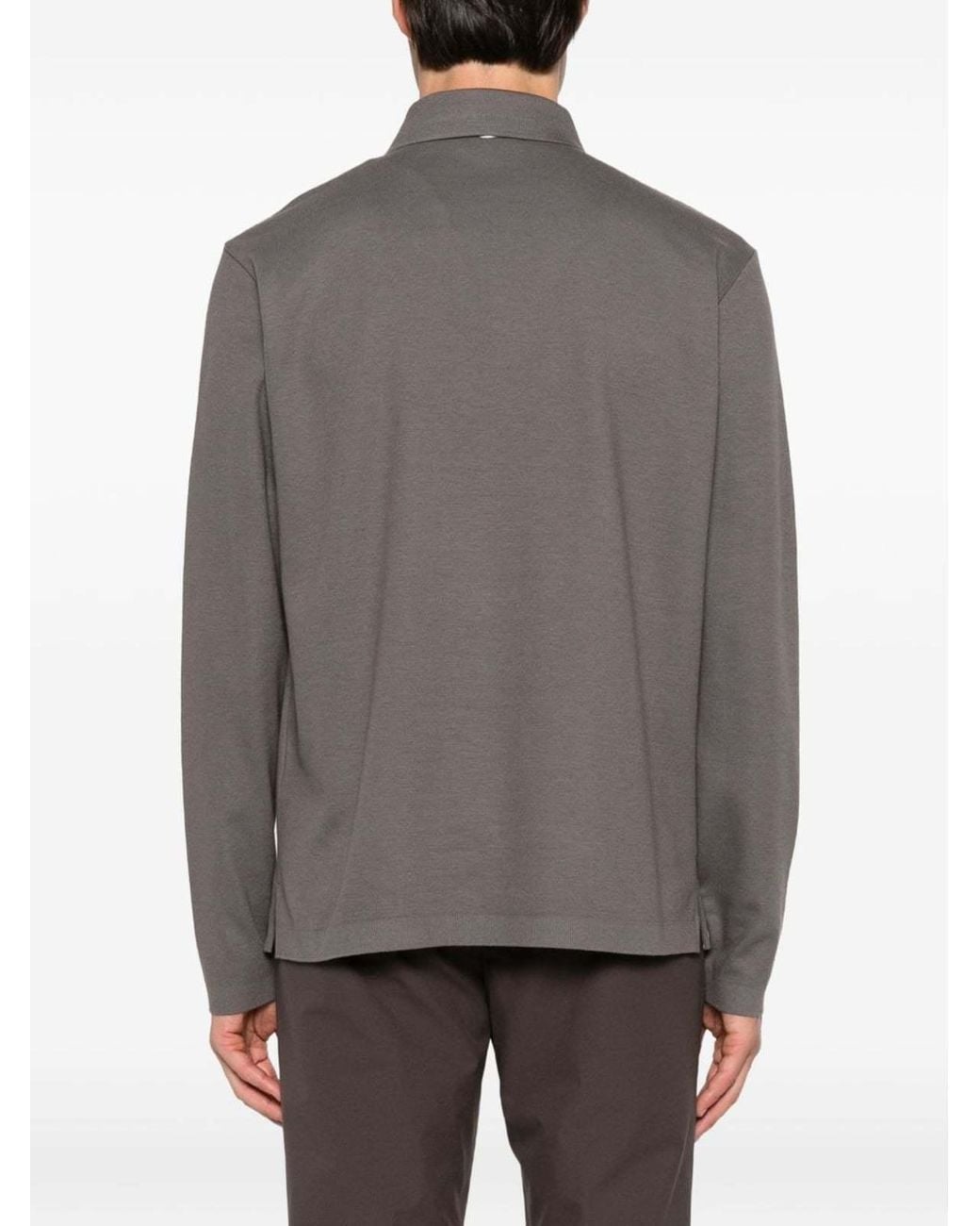 Herno Gray Knit Polo Shirt for men
