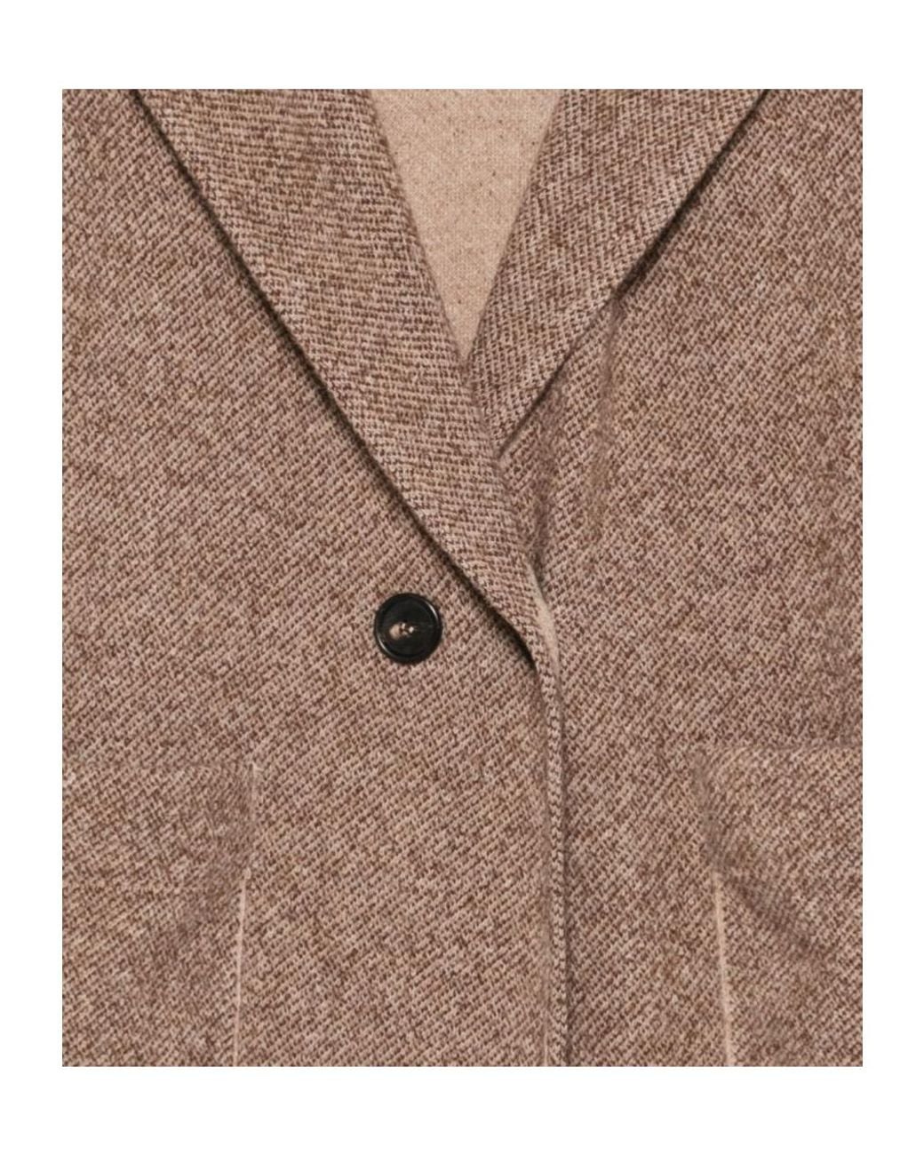 D.exterior Brown Long Single-Breasted Coat