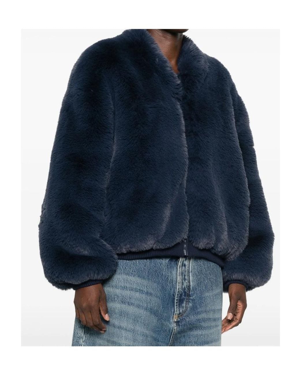 Frankie Shop Blue Fauxfur Short Jacket