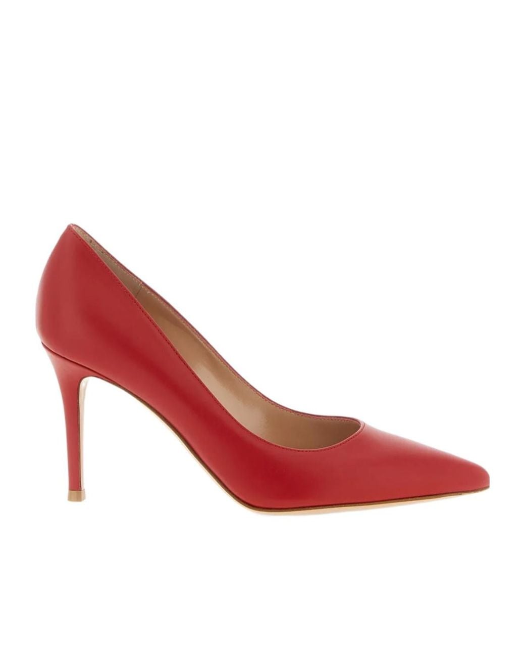 Gianvito Rossi Red 85Mm Leather Heeled Pumps