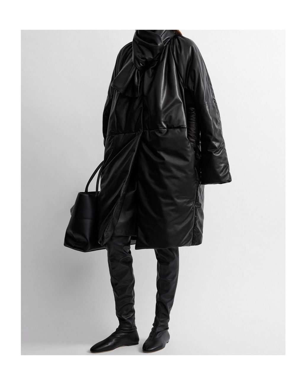 Totême Black Padded Leather Coat