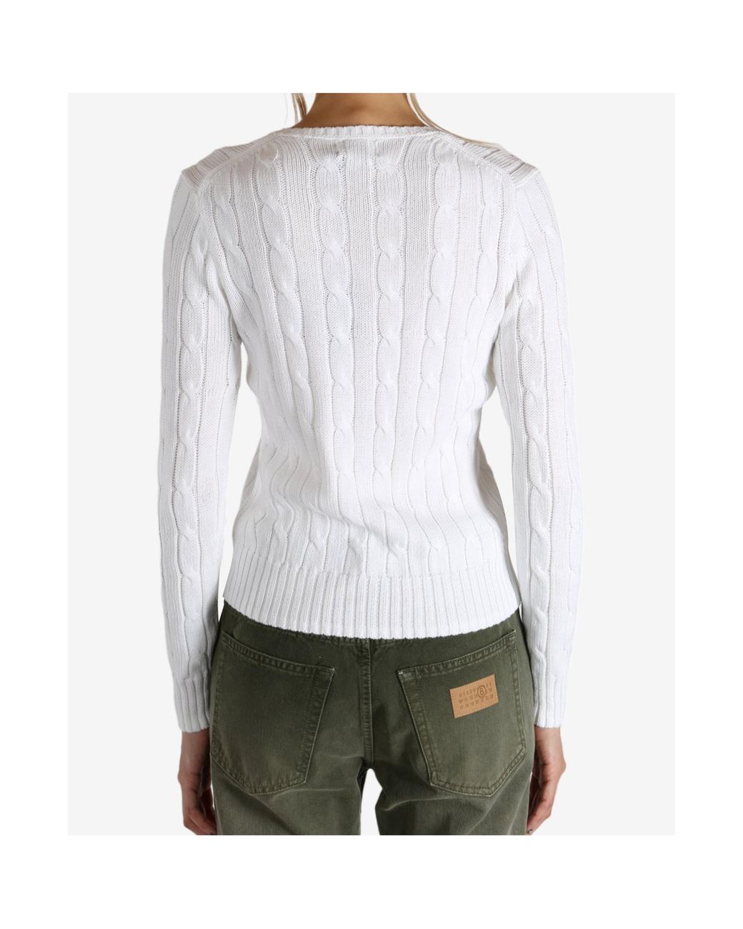 Polo Ralph Lauren White V-Neck Long Sleeved Jumper