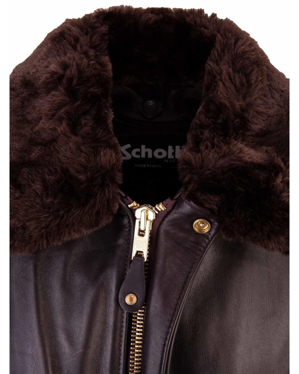 Schott Nyc Black Faux-Fur Collar Jacket for men