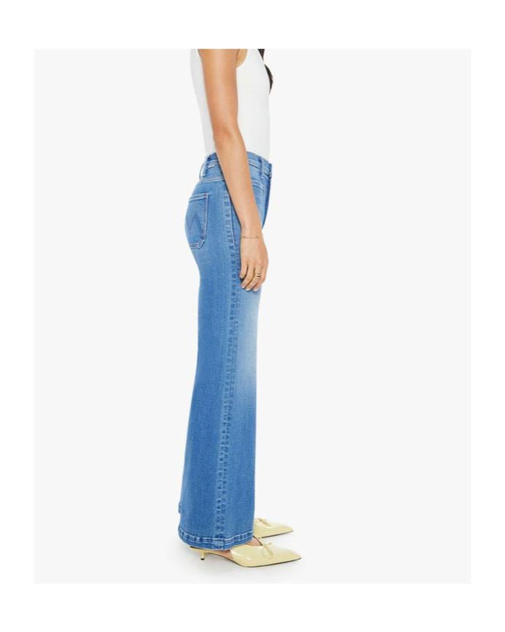 Mother Blue The Hustler Roller Patch Pocket Sneak Jeans