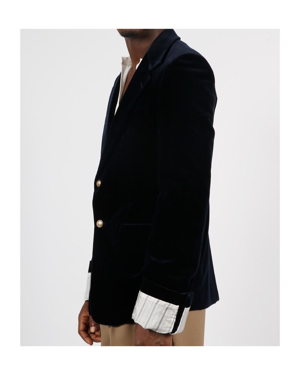 Gucci Blue Stretch Velvet Formal Jacket for men