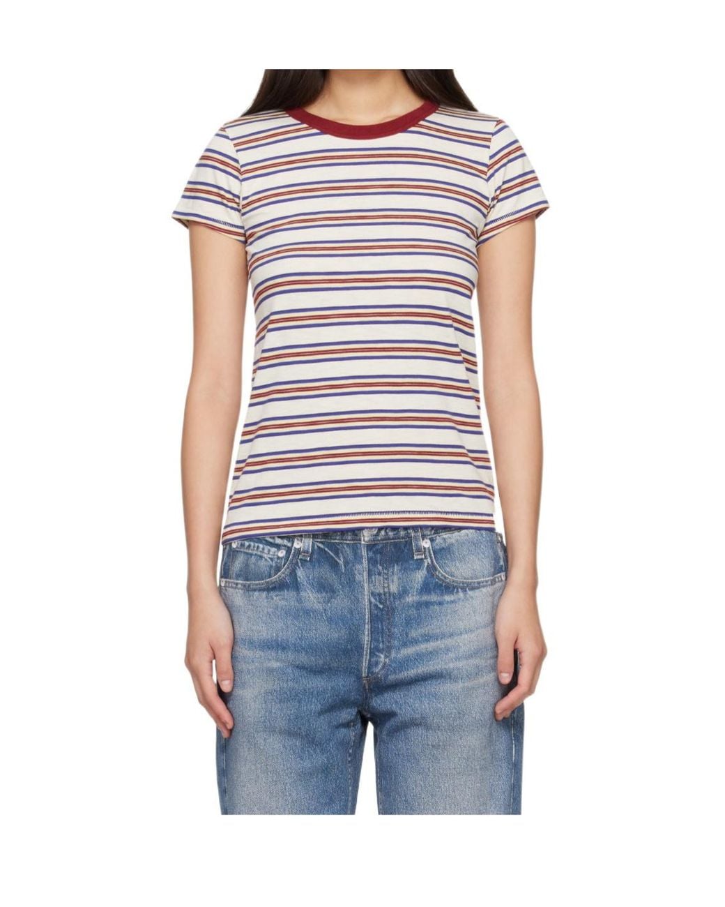 Rag & Bone Blue The Slub Striped T-Shirt