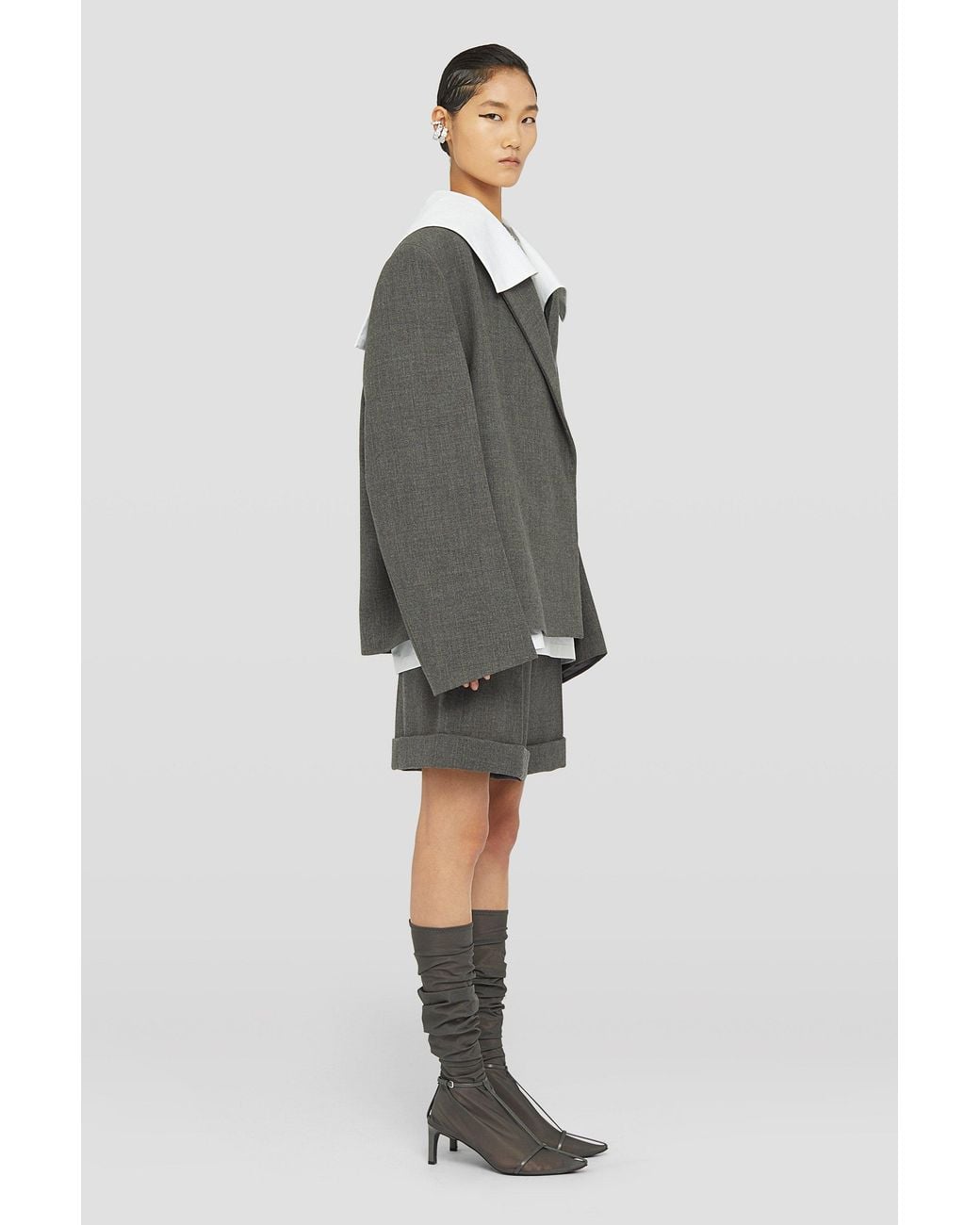 Jil Sander Gray Turn-Up Hem Tailored Shorts