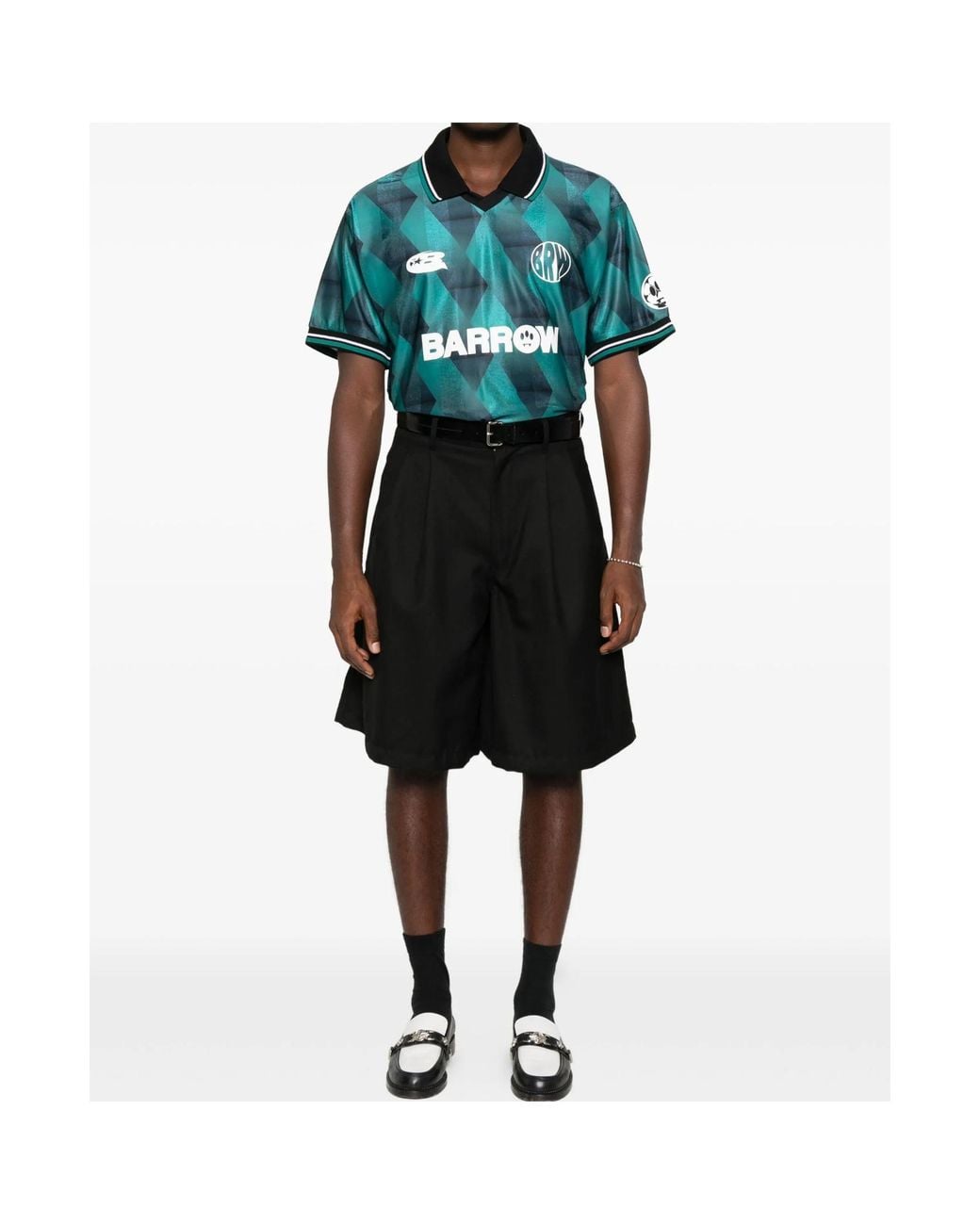 Barrow Green Geometric Pattern Polo Shirt for men