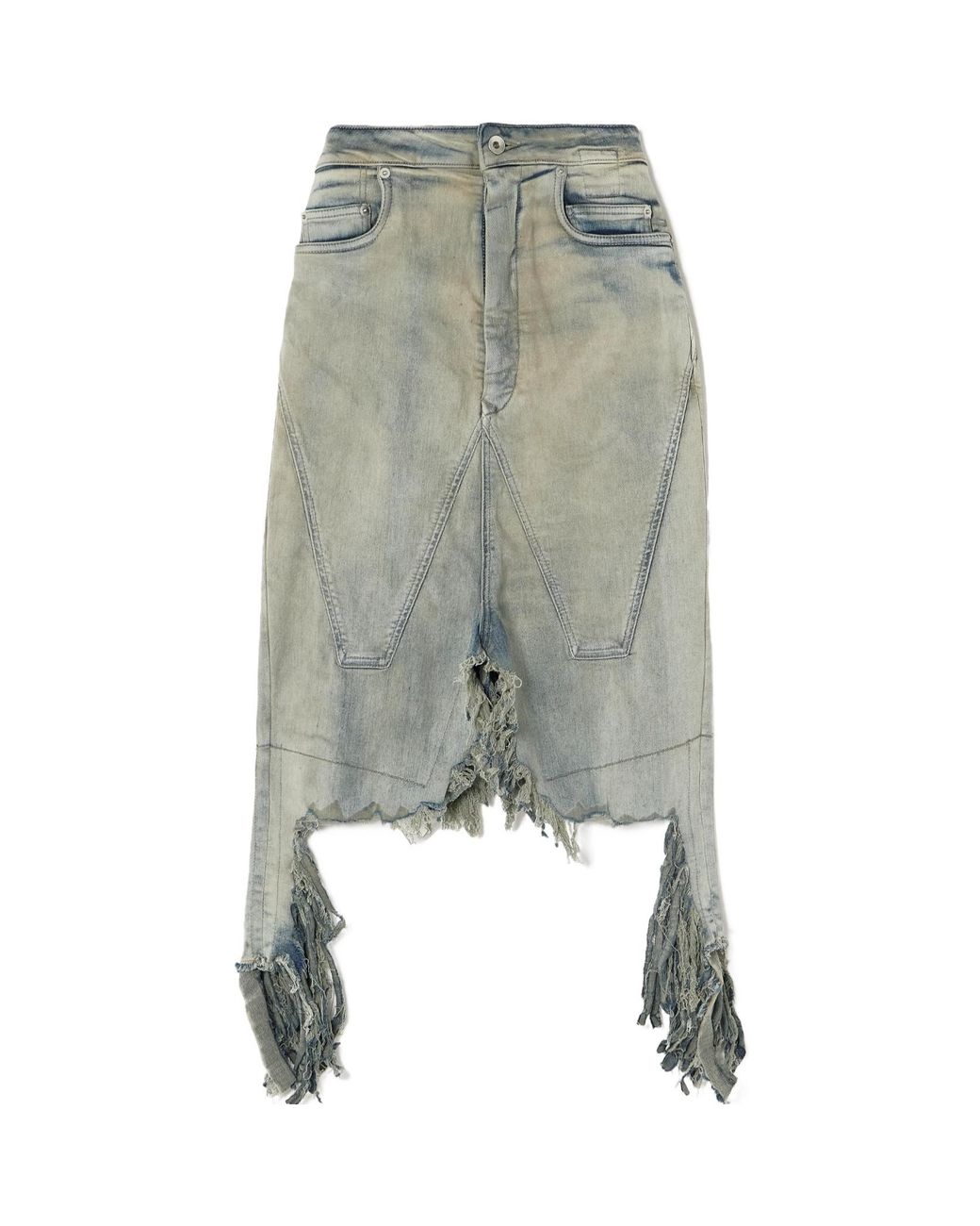Rick Owens Green Imitation Denim Skirt