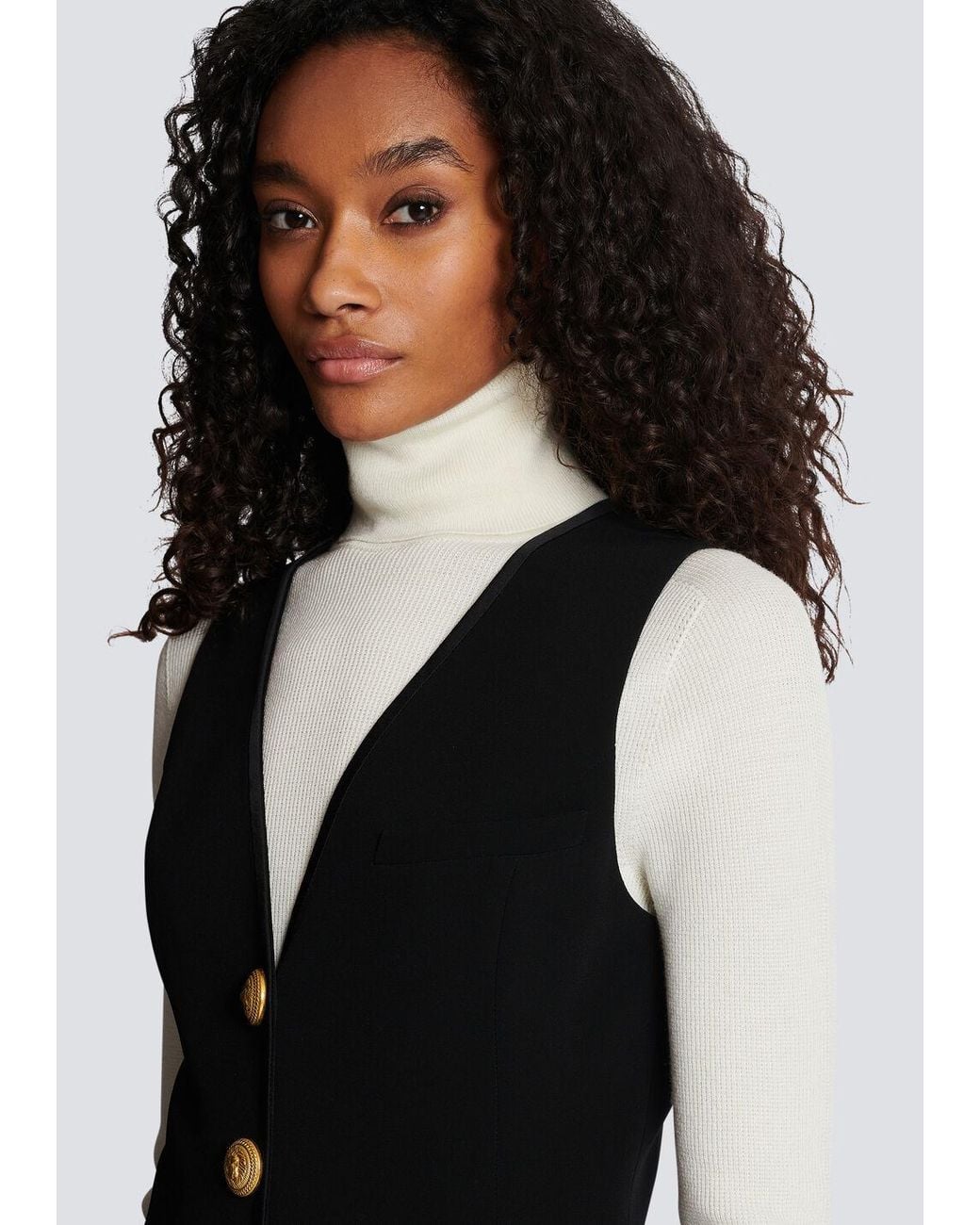 Balmain Black Sleeveless Crepe Dress