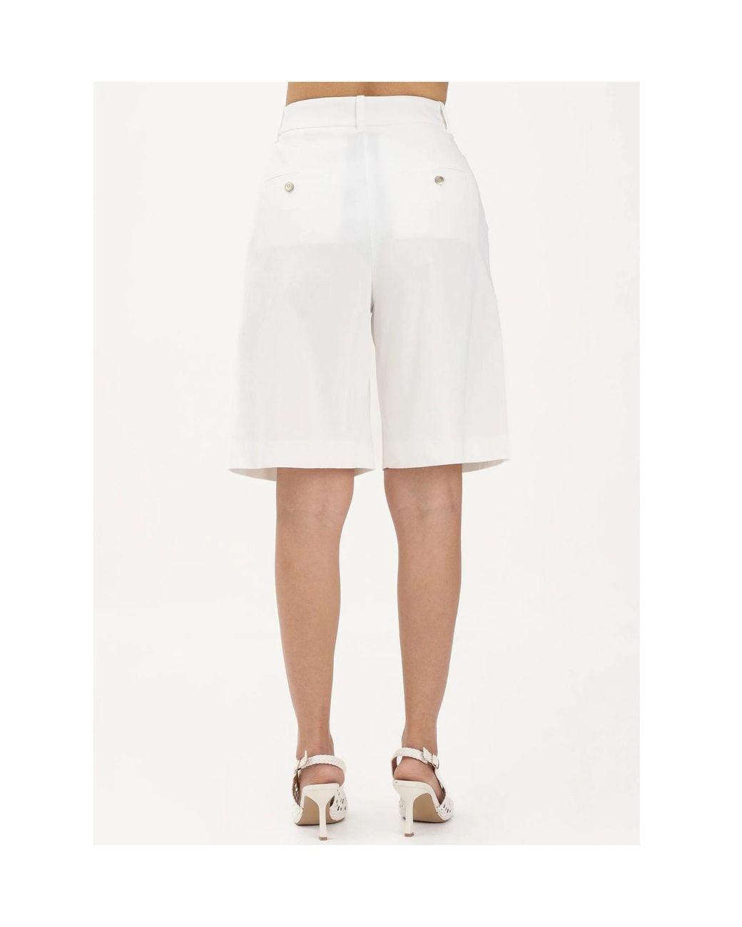 Pinko White Tailored Bermuda Shorts