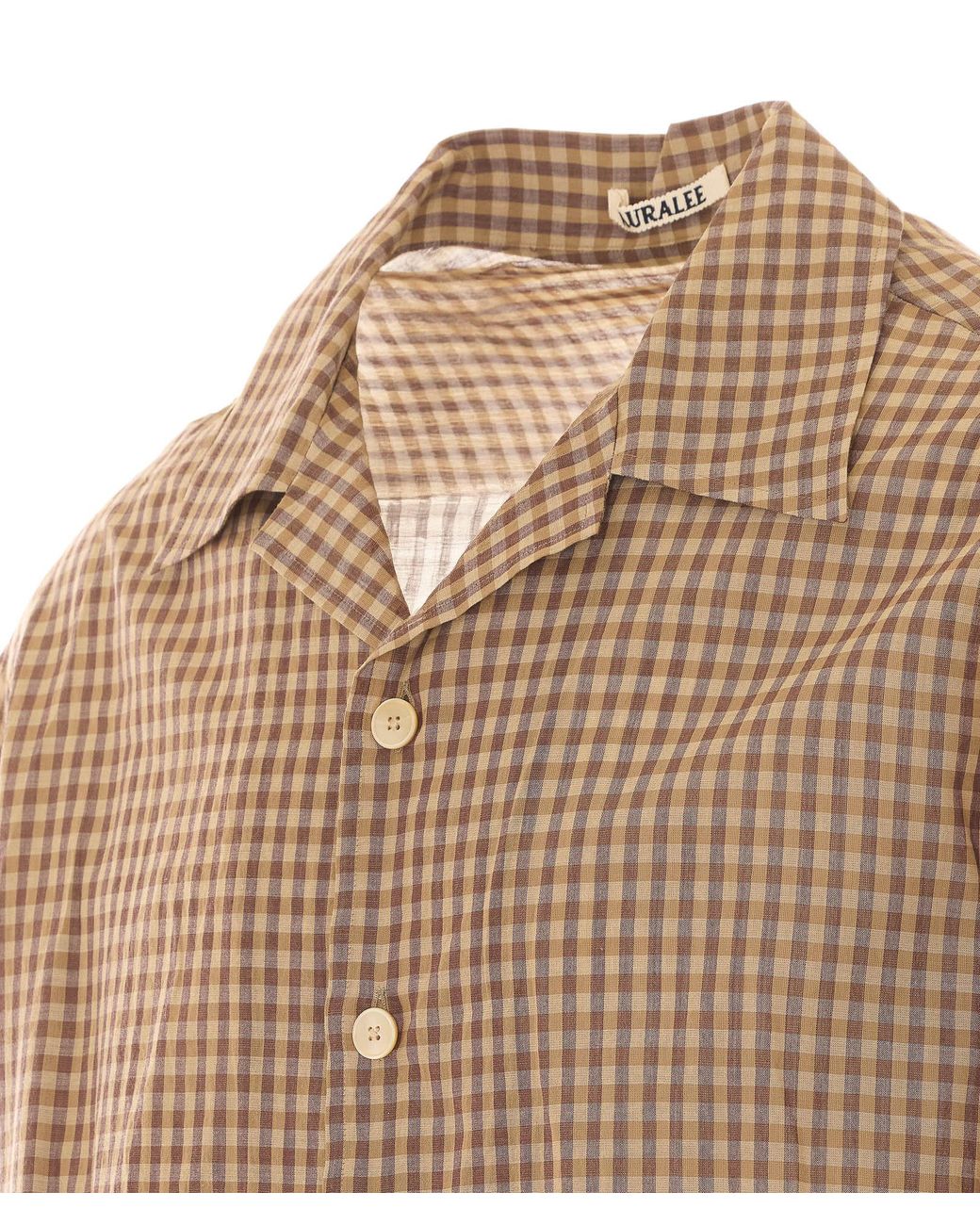 Auralee Brown Gingham-Check Short-Sleeved Shirt for men