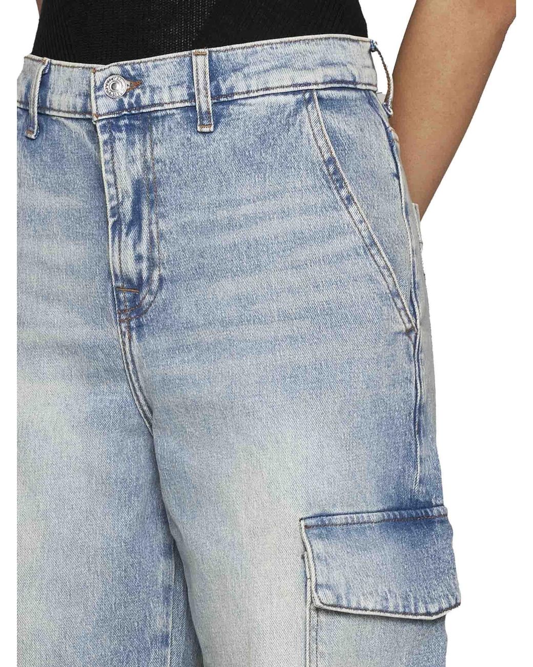 7 For All Mankind Blue Cargo Scout High-Rise Wide-Leg Jeans