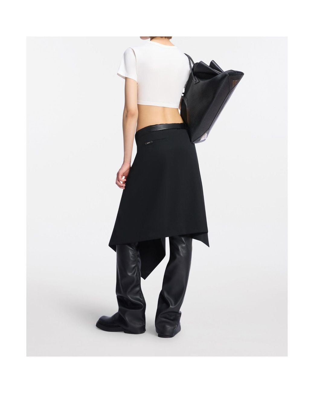 The Attico White The Contoured Hem Cropped T-Shirt