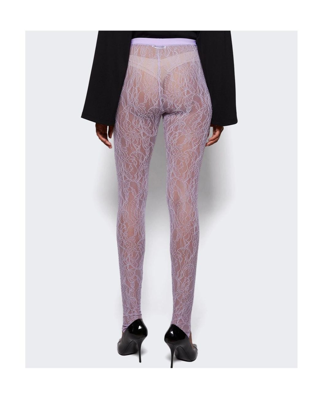 Wardrobe NYC Gray Lace Stirrup Leggings