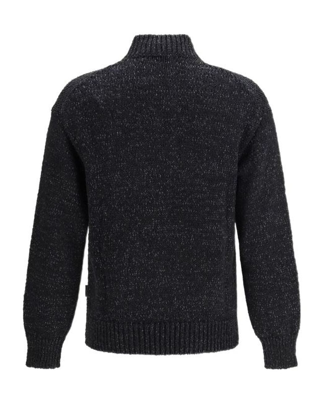 Herno Blue ラミナーメランジハーフジップニットセーター for men