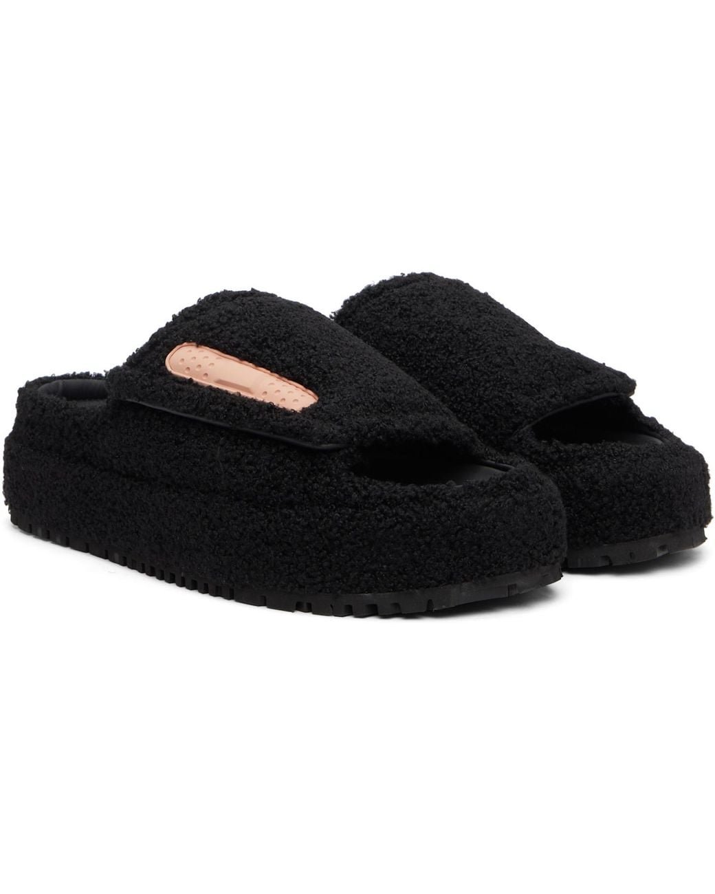 PDF CHANNEL Black Fuzzy Sandals for men