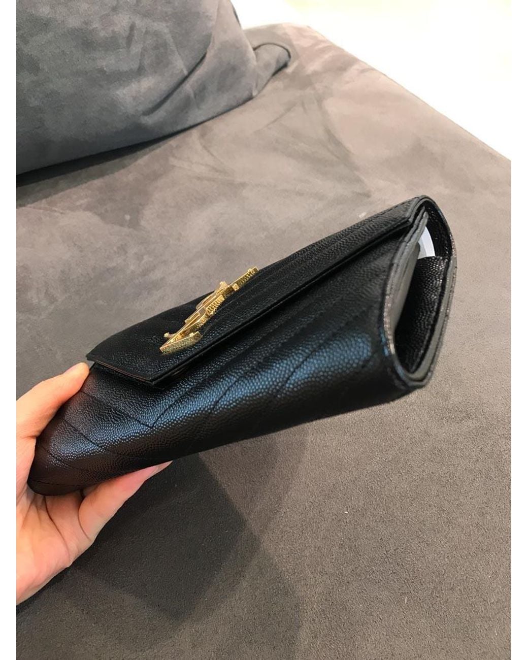 Saint Laurent Black Grain De Poudre モノグラム ウォレット