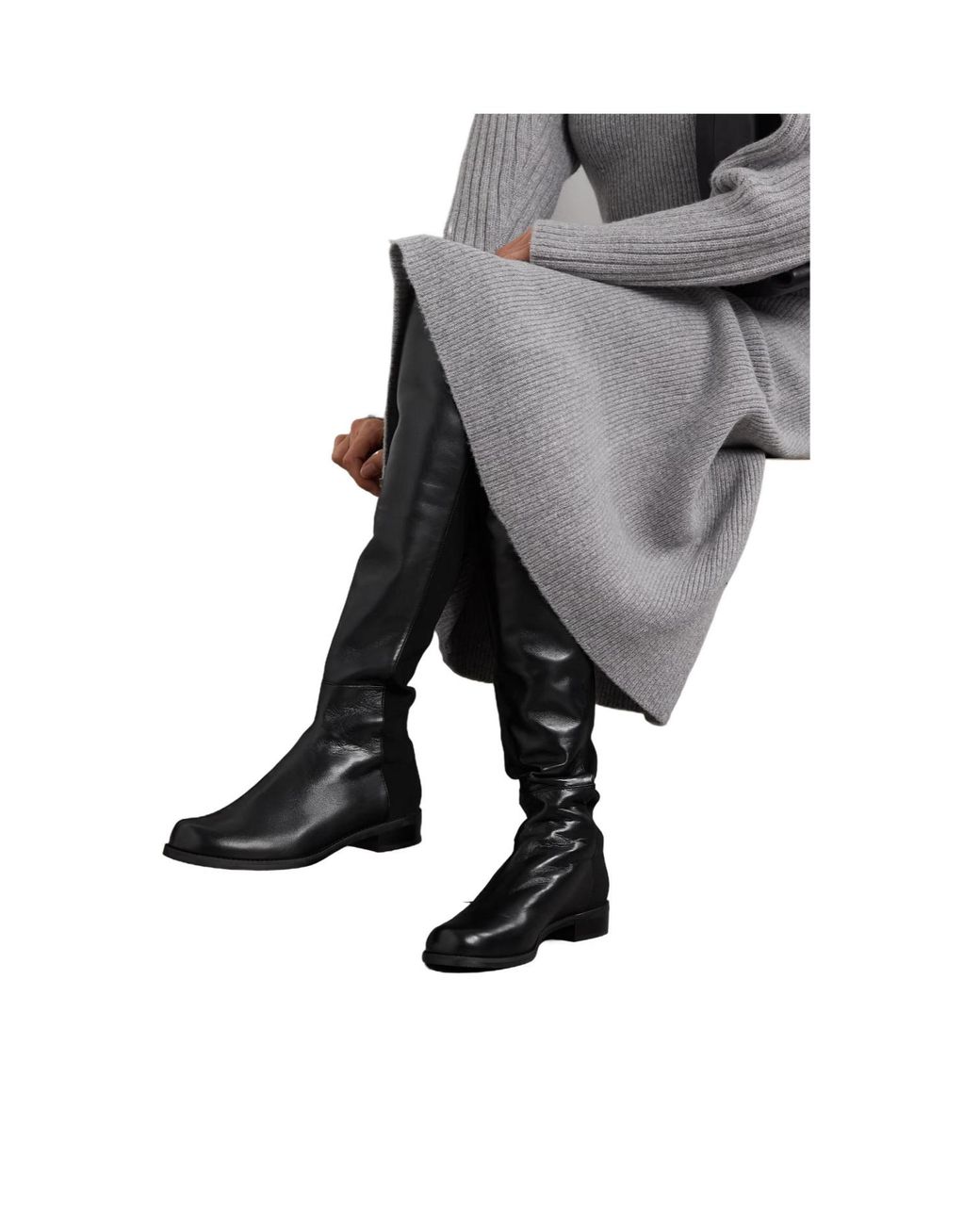 Stuart Weitzman Black Leather And Stretch Over-The-Knee Boots
