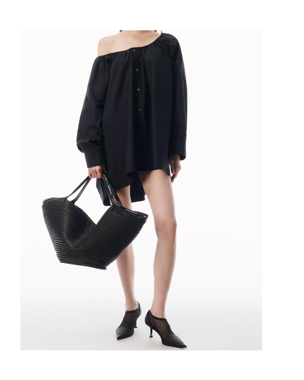 Alexander Wang Blue Bungee Scoop Neck Mini Shirt Dress