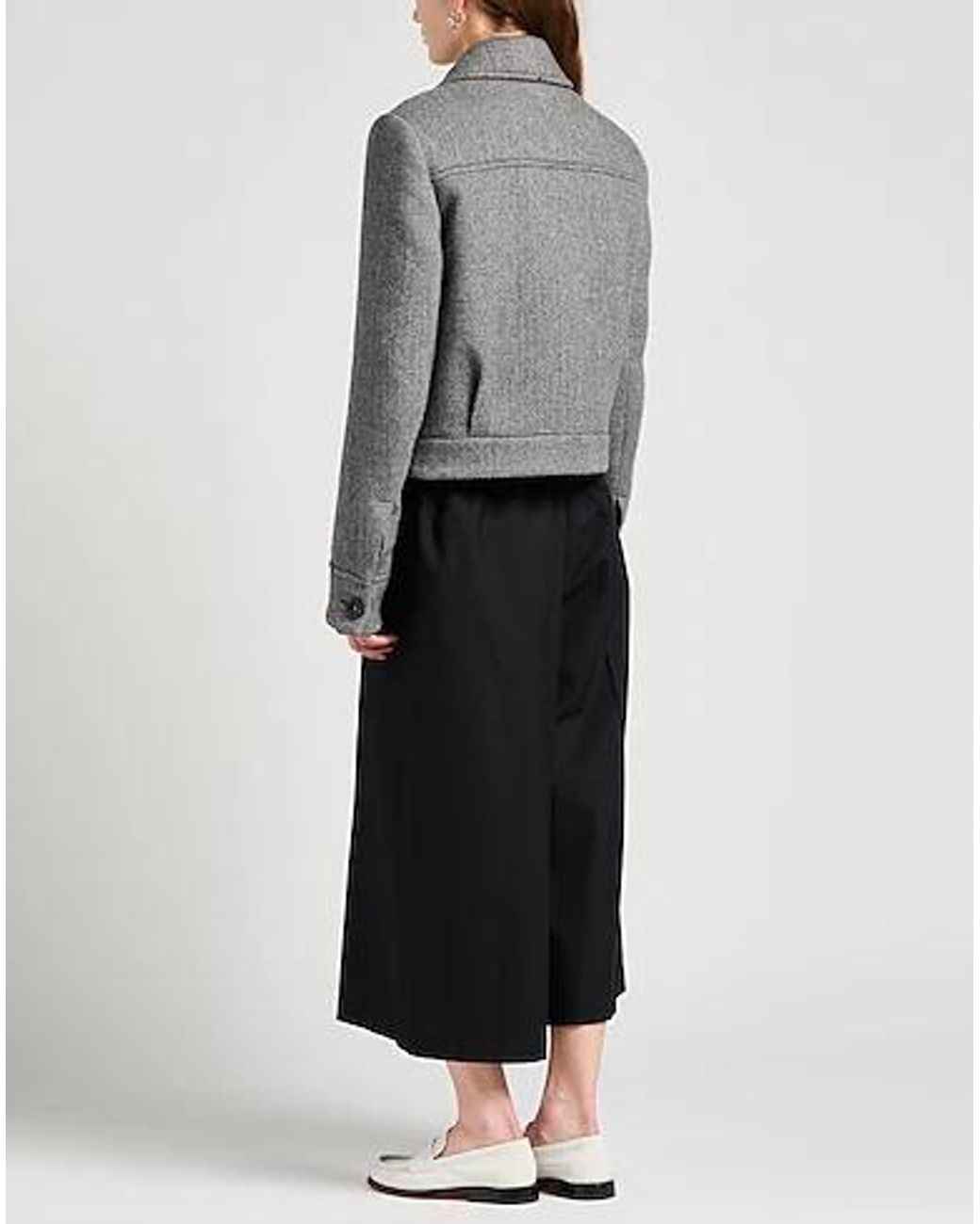 Sportmax Gray Long-Sleeve Wool Coat