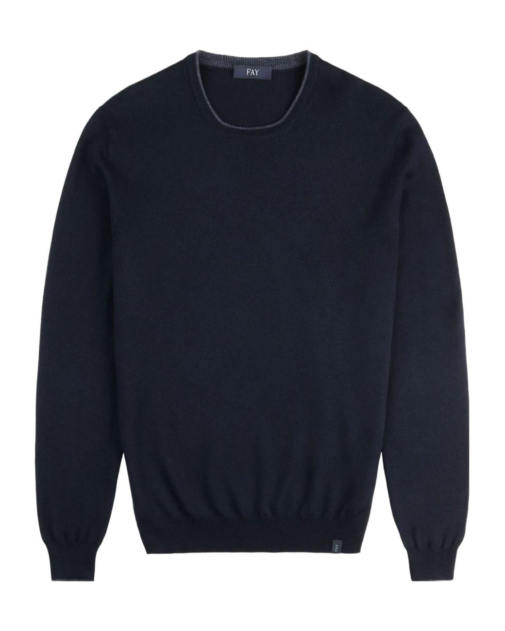 Fay Blue Elbow-Patch Crewneck Jumper for men