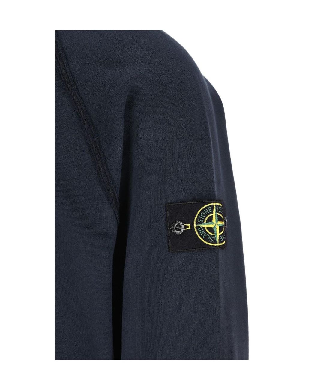 Stone Island Blue Logo Patch Crewneck Sweatshirt for men