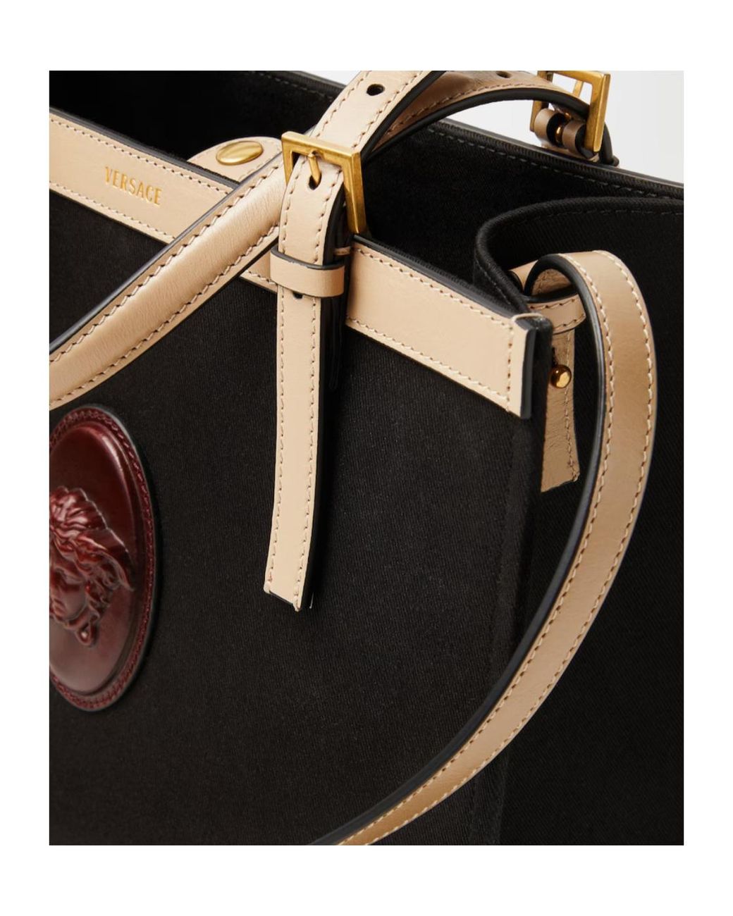 Versace Black Riviere Medusa Plaque Tote Bag
