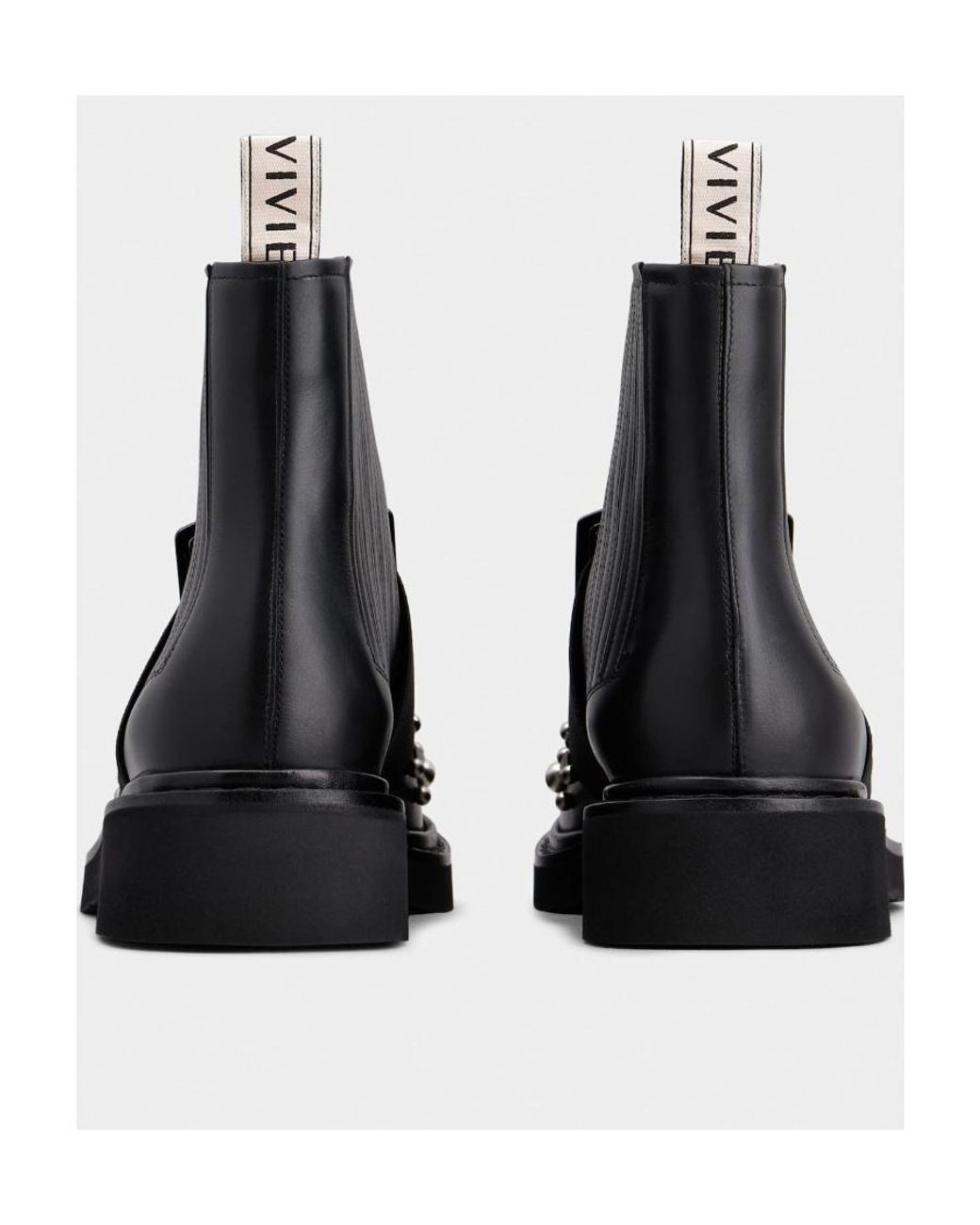 Roger Vivier Black Viv' Rangers Studs Lacquered Buckle Chelsea Ankle Boots