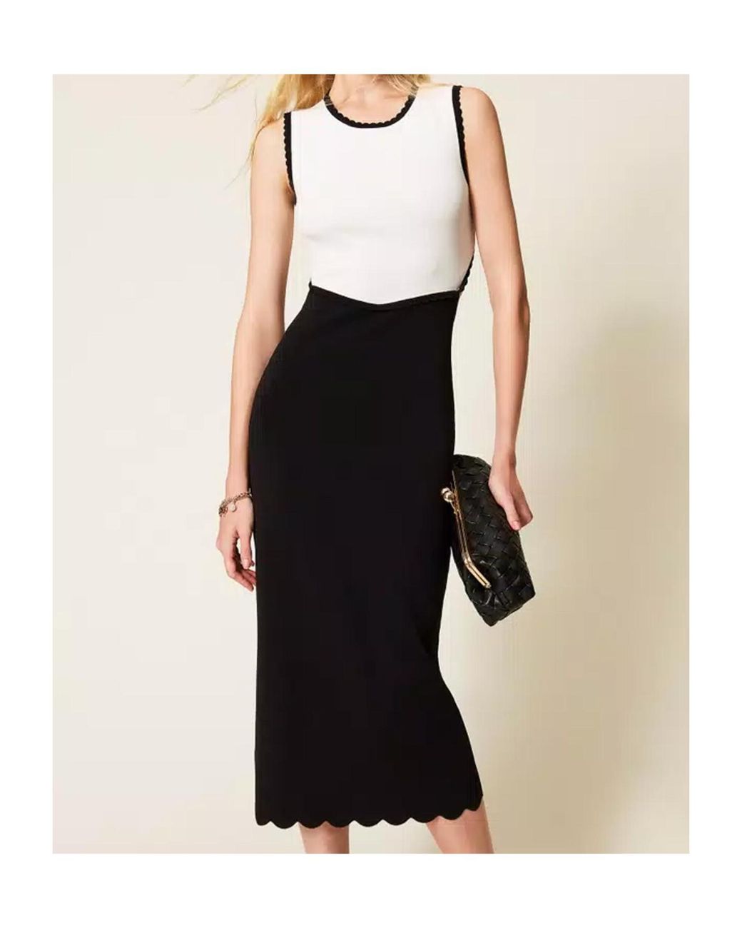 Twinset Black Colorblock Sleeveless Dress