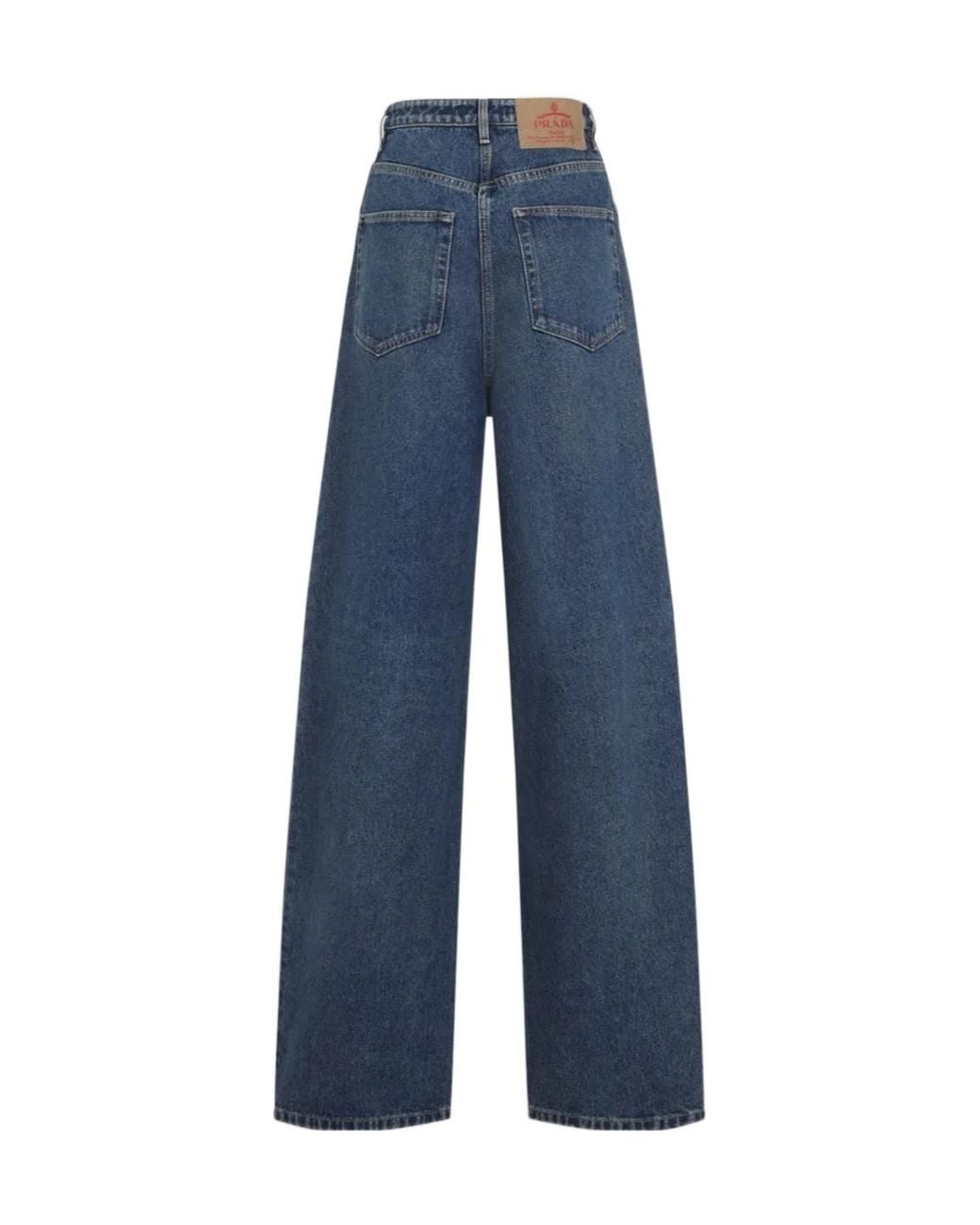Prada Blue Logo Plaque Balloon Jeans