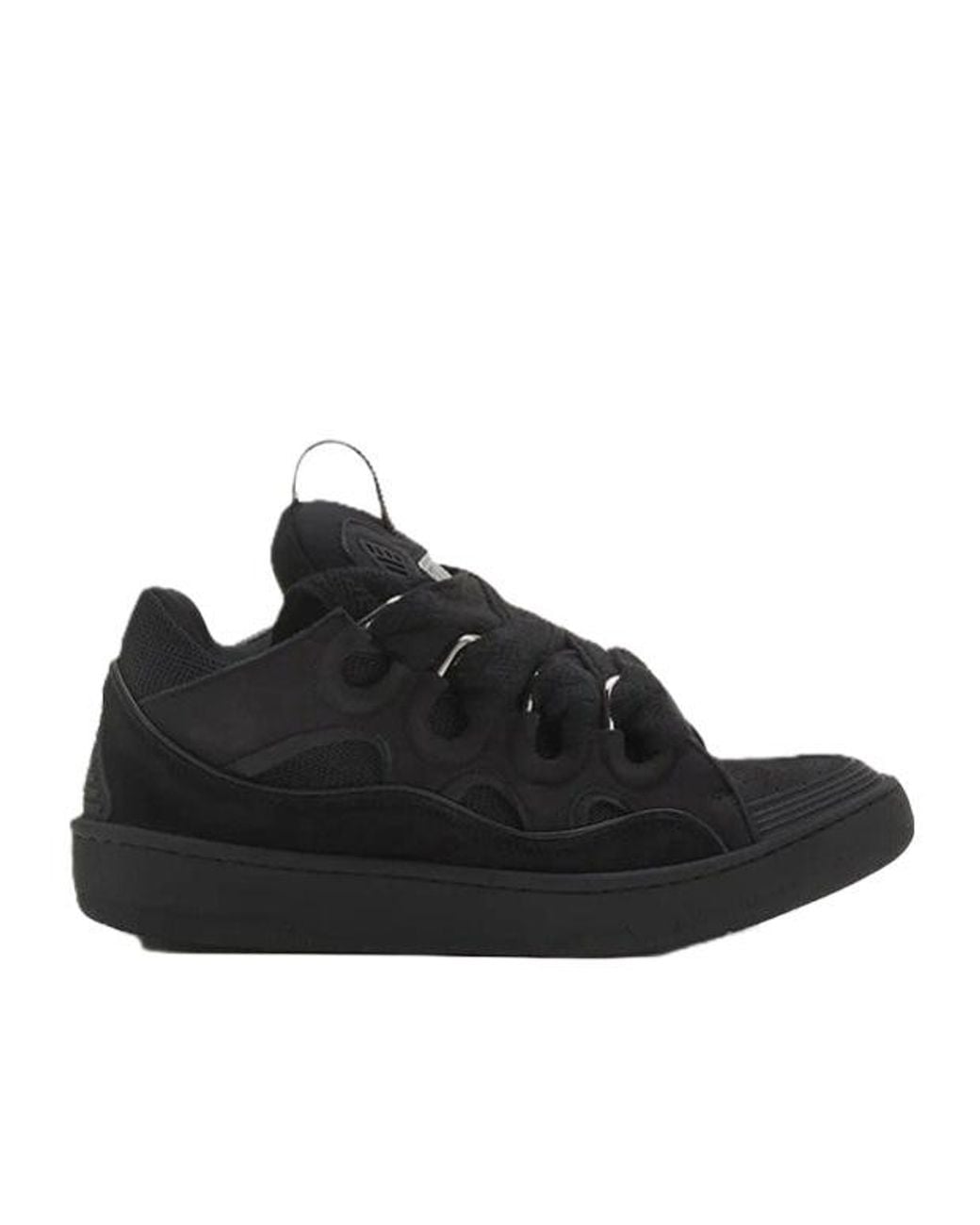 Lanvin Black Thickrope Lace Cutout Lowtop Sneakers for men