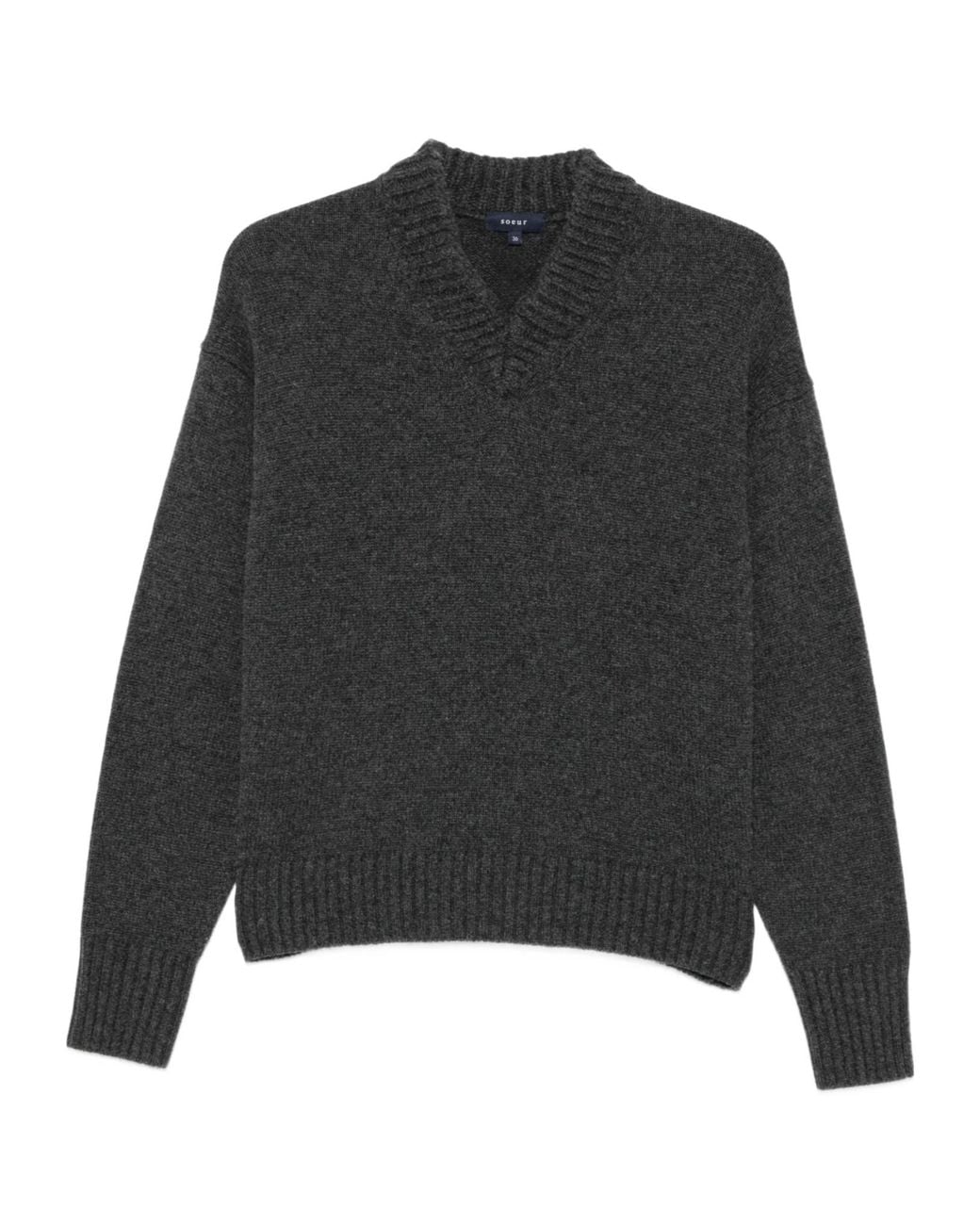 Soeur Black V-Neck Knit Sweater