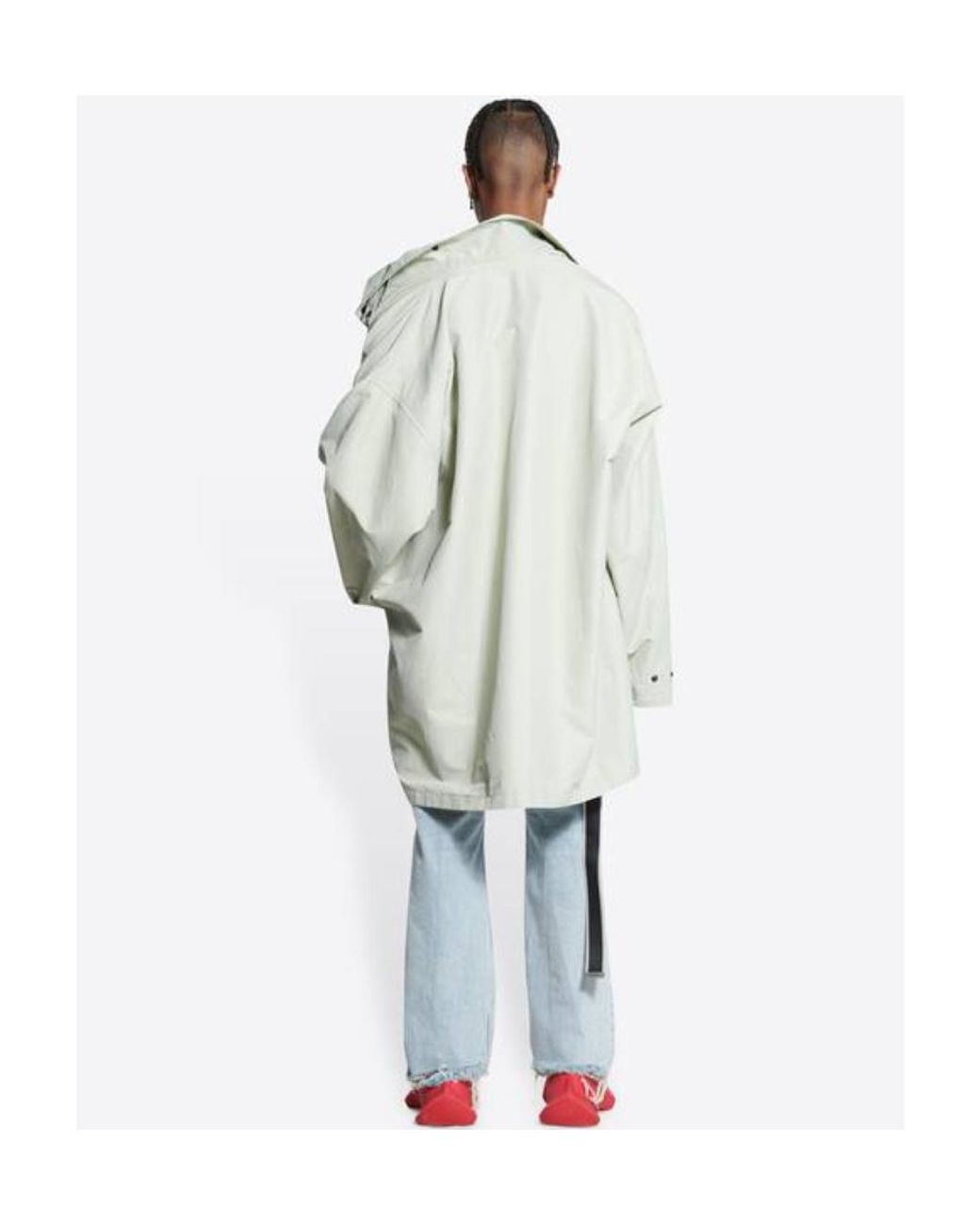 Balenciaga White Raglan-Sleeve Parka Coat for men