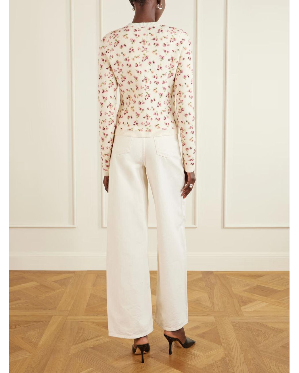 Magda Butrym White Printed Wool Blend Cardigan