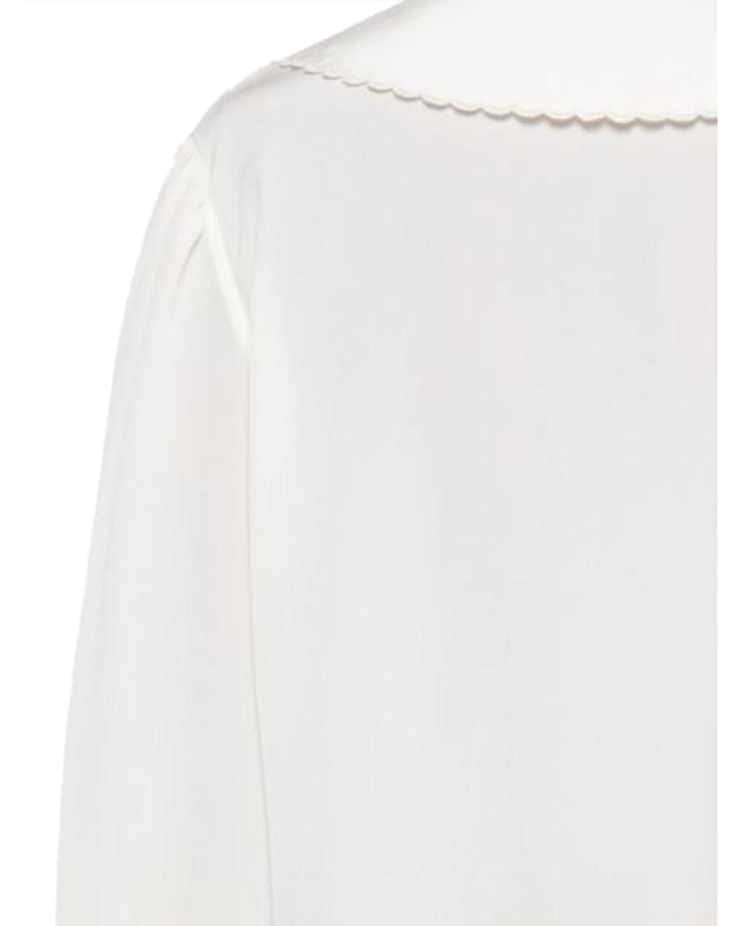 Chloé White Chloé Scalloped Collar Shirt