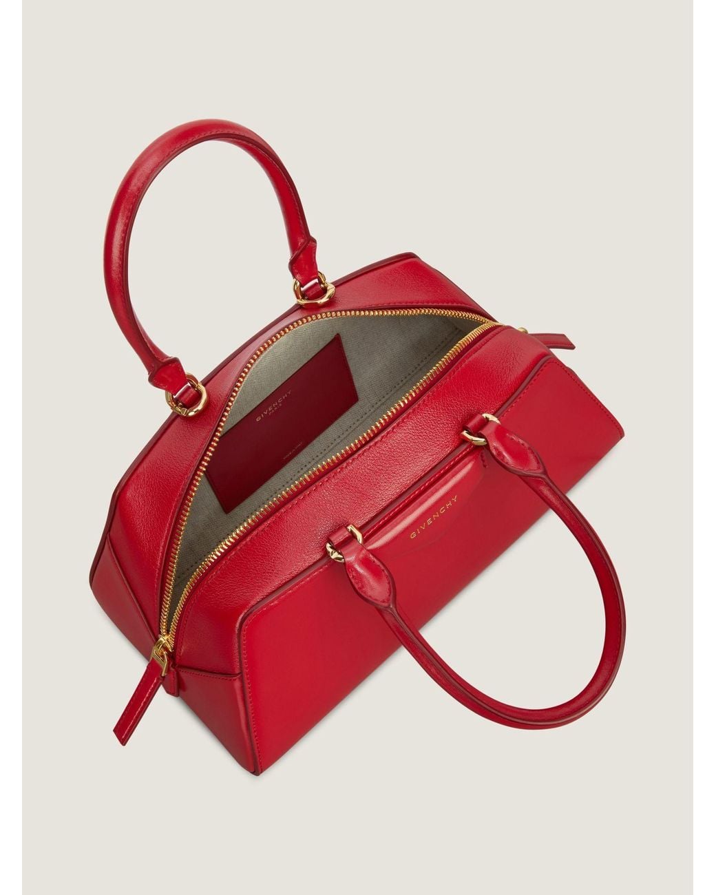 Givenchy Red Antigona Cube East-West Small Top Handle Bag