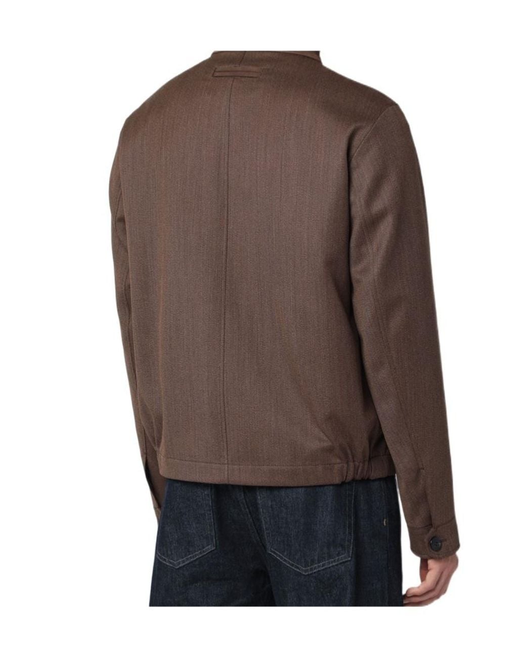 Zegna Brown Long-Sleeved Straight-Hem Jacket for men