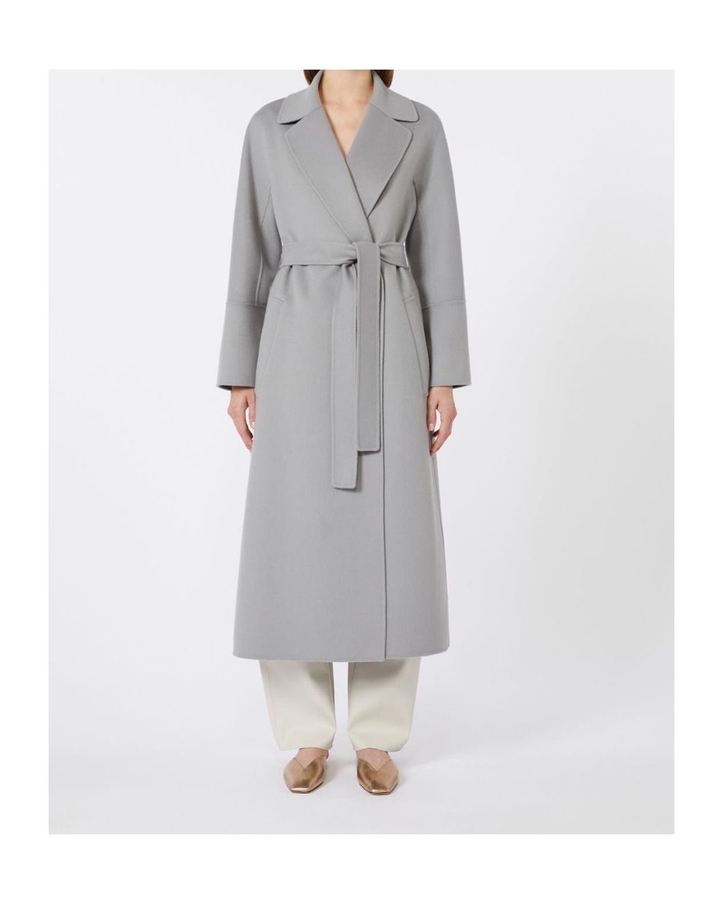 Max Mara Gray Wool Robe Coat