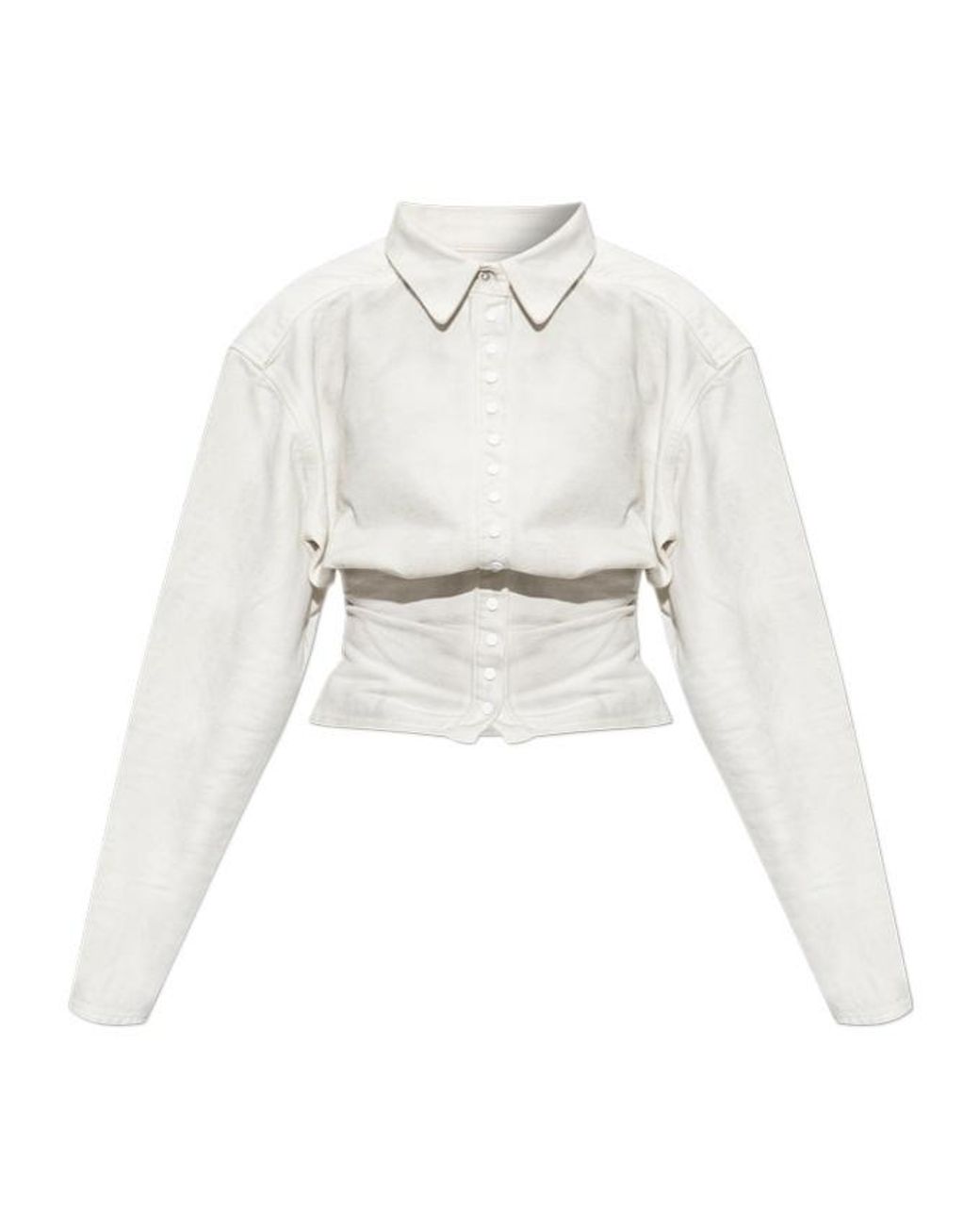 DIESEL White Logo-Plaque Denim Shirt