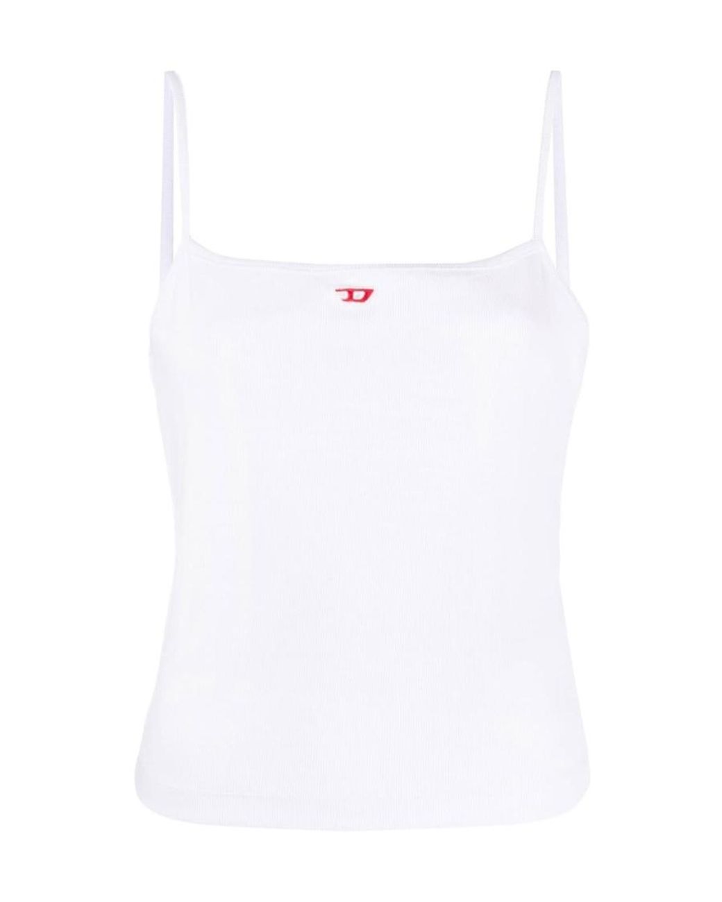 DIESEL White T-Hop-D Logo Embroidered Cami Top