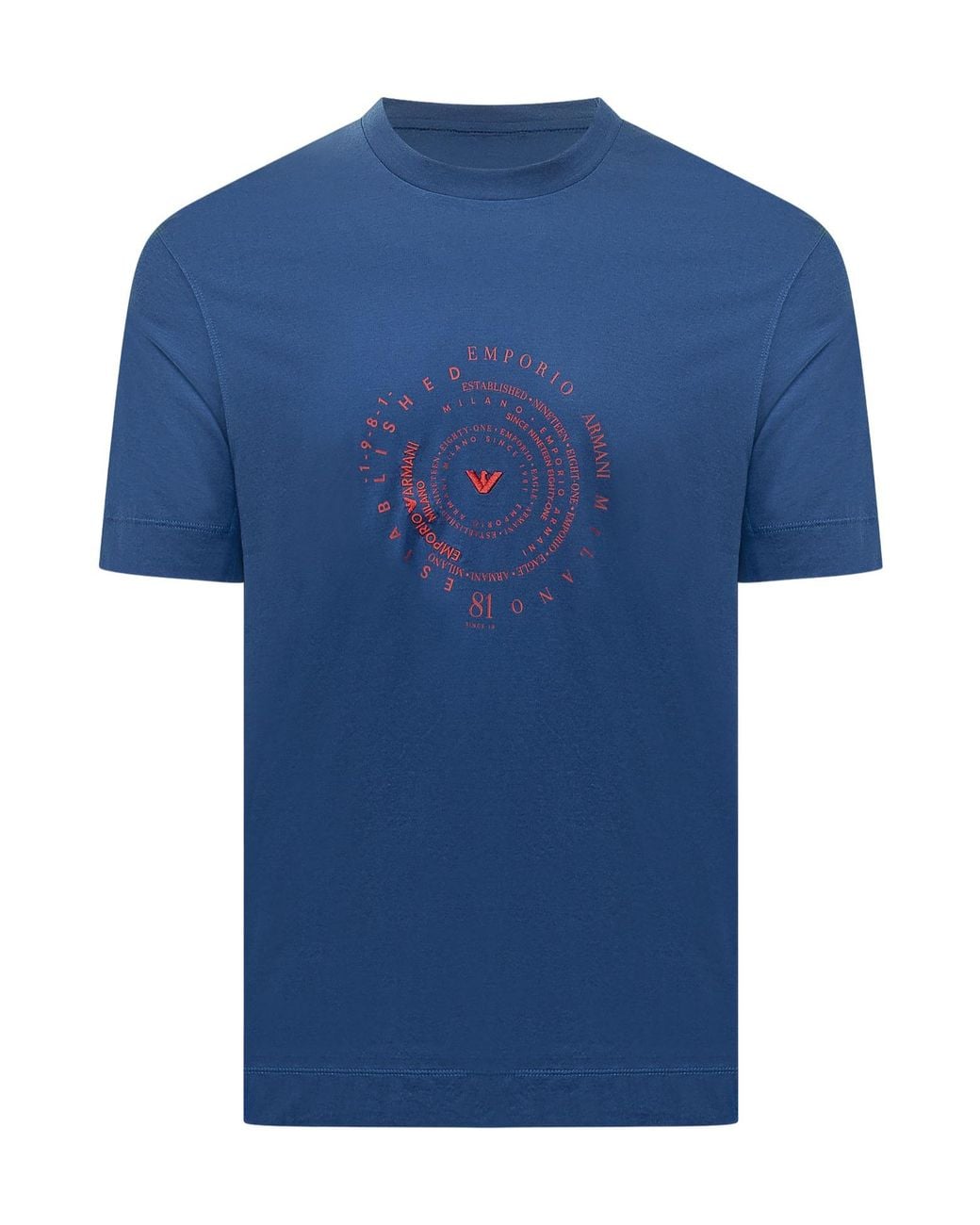 Emporio Armani Blue Spiral Logo T-Shirt for men