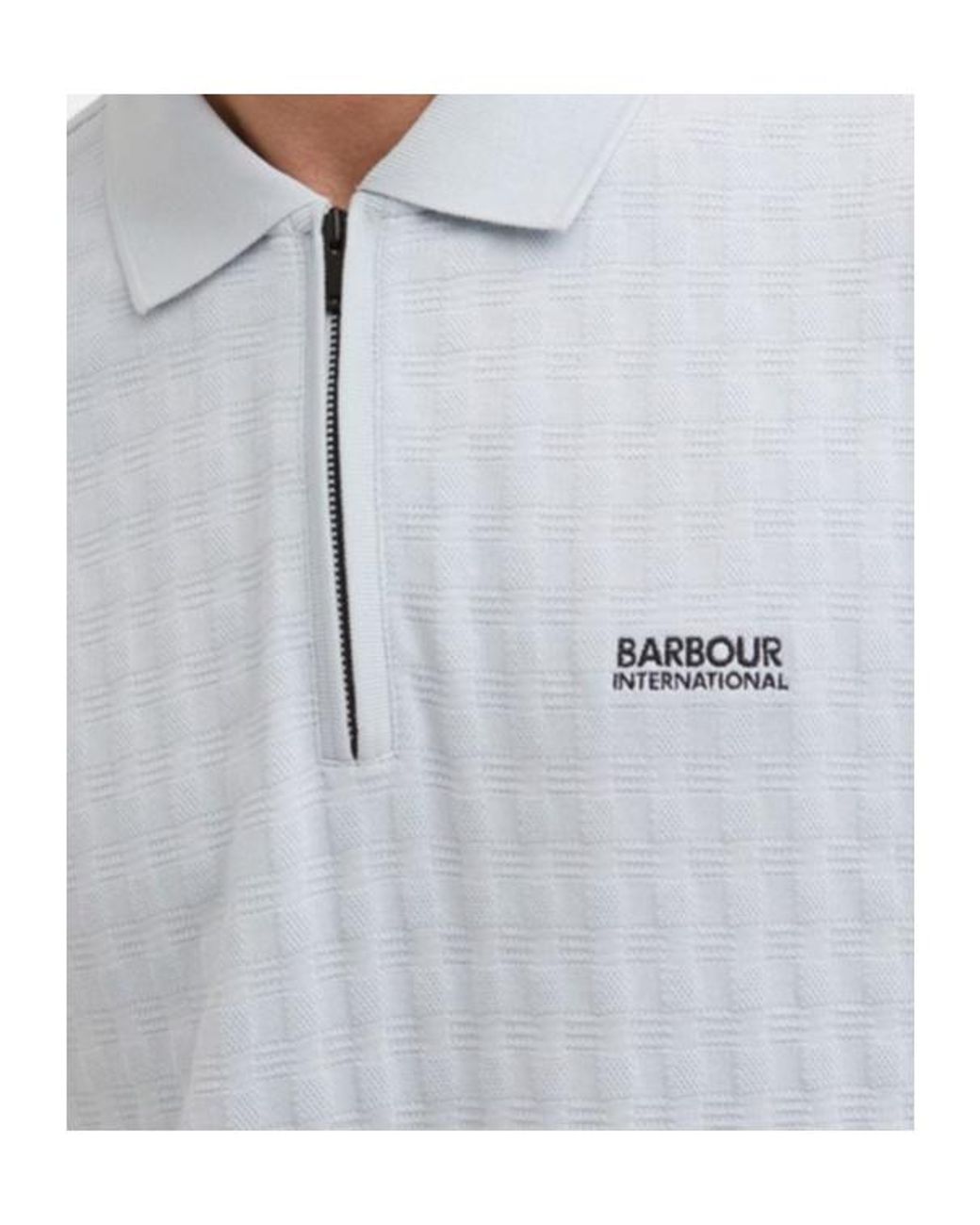 Barbour Blue Zippered Short-Sleeved Polo Shirt for men