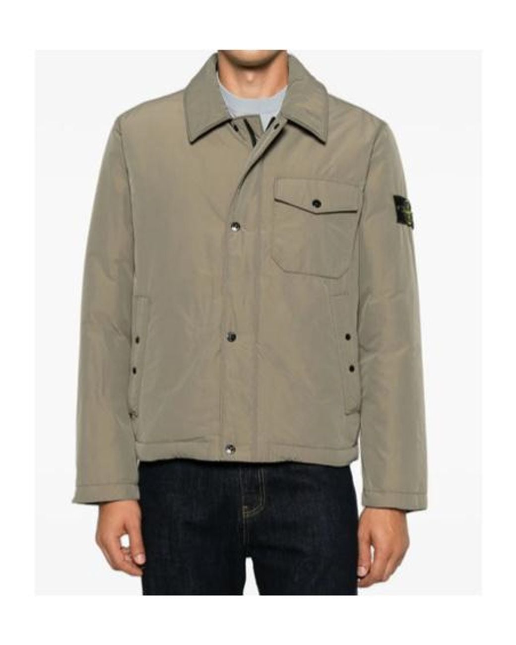 Stone Island Natural Quilted Button-Up Jacket for men