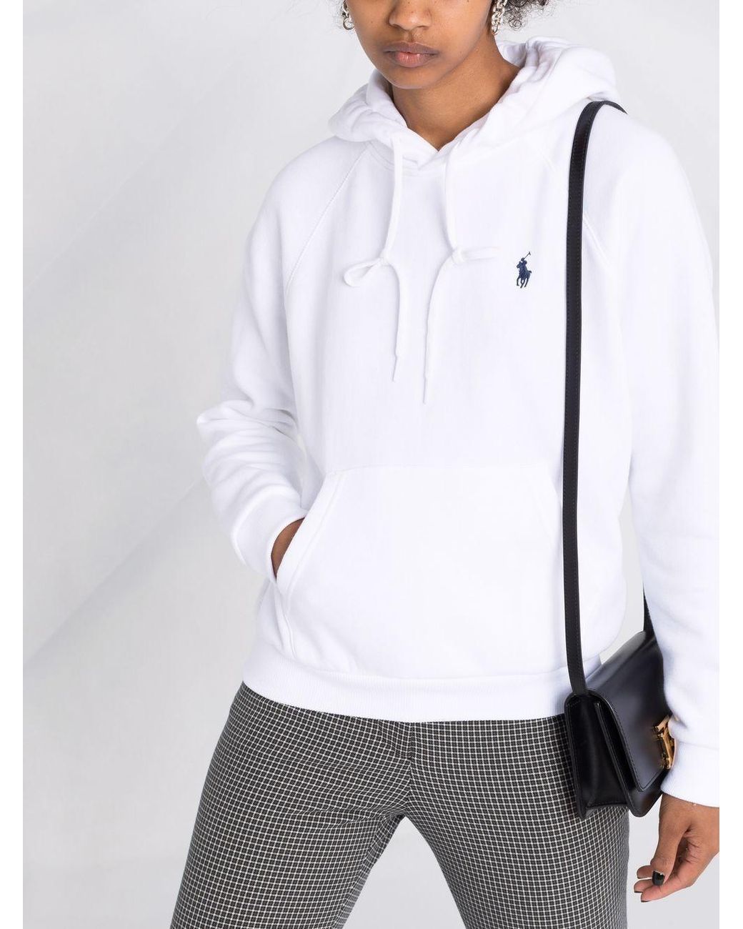 Polo Ralph Lauren White Pony Embroidered Drawstring Hoodie