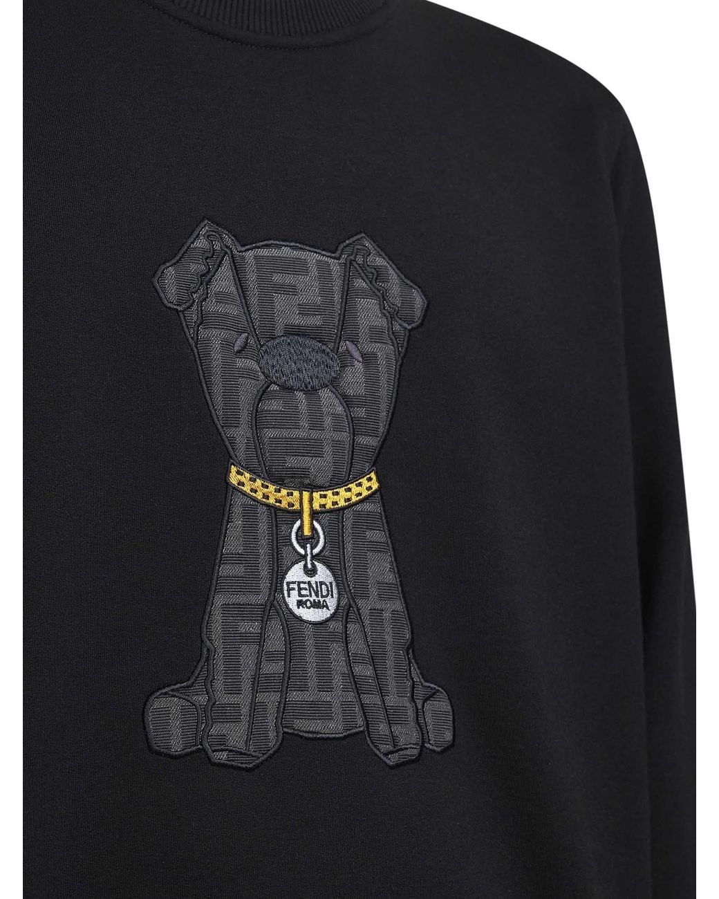 Fendi Black Ff Dog Jacquard Crewneck Sweatshirt for men